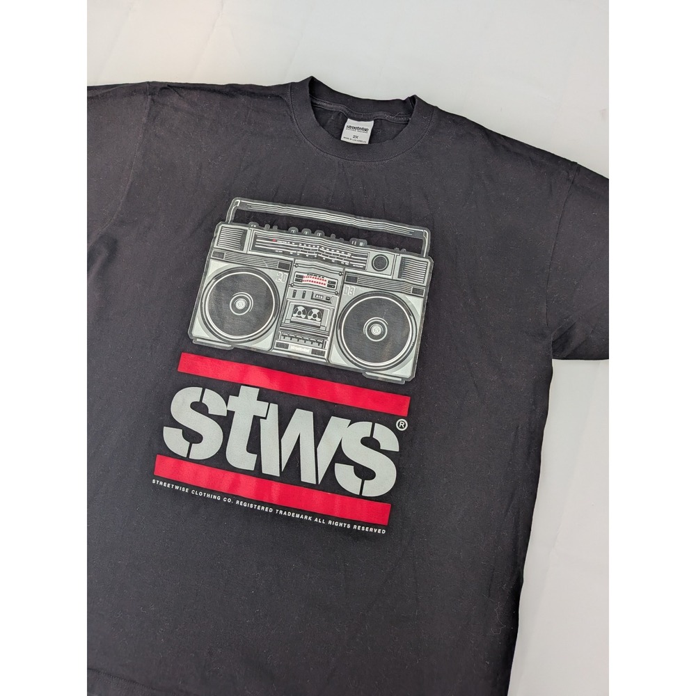 Streetwise STWS Boombox Graphic T-Shirt Black Mens 2X Heavyweight Made in USA